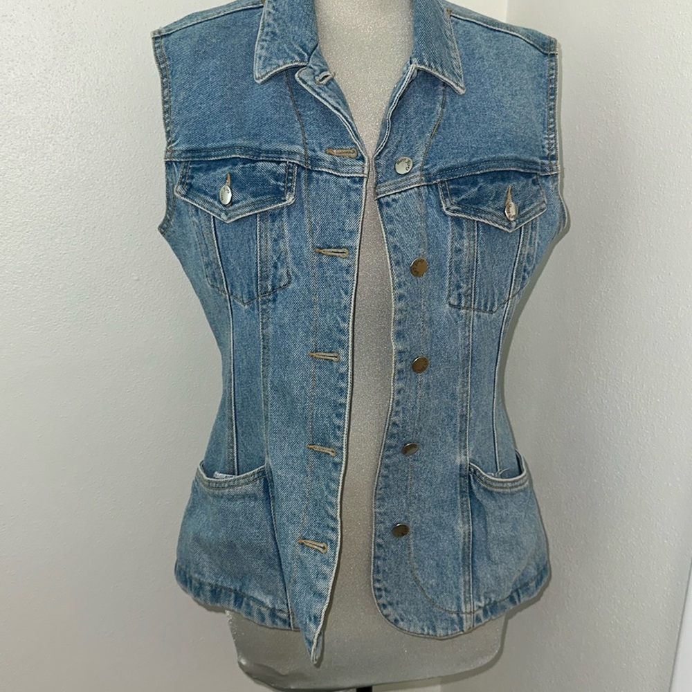 EUC 90’s Y2K vintage denim jean vest L large Paris Blues